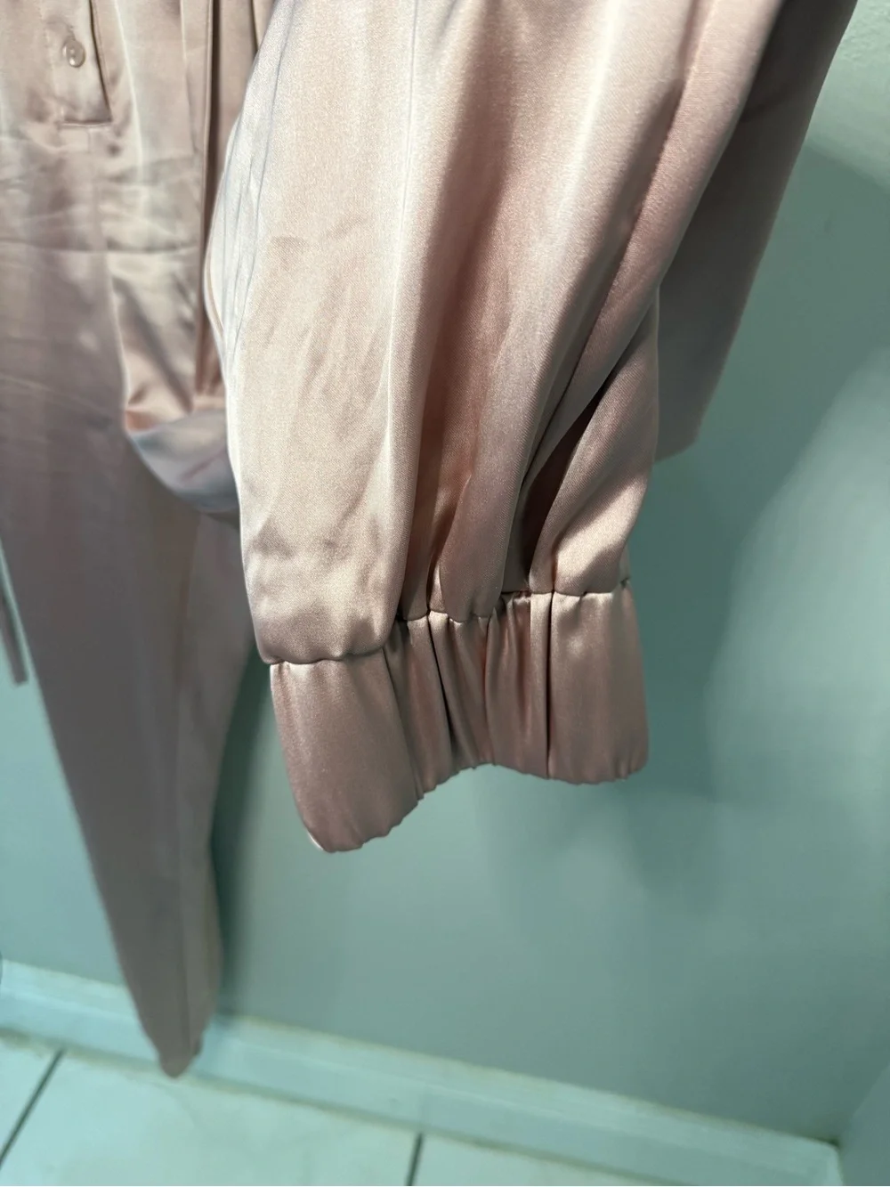 INC International Concepts Satin Sleeveless Utility Jumpsuit in Blush Pink